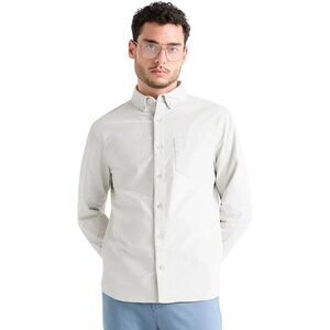 DU/ER Men's Performance Stretch Button Down Shirt Almond Large